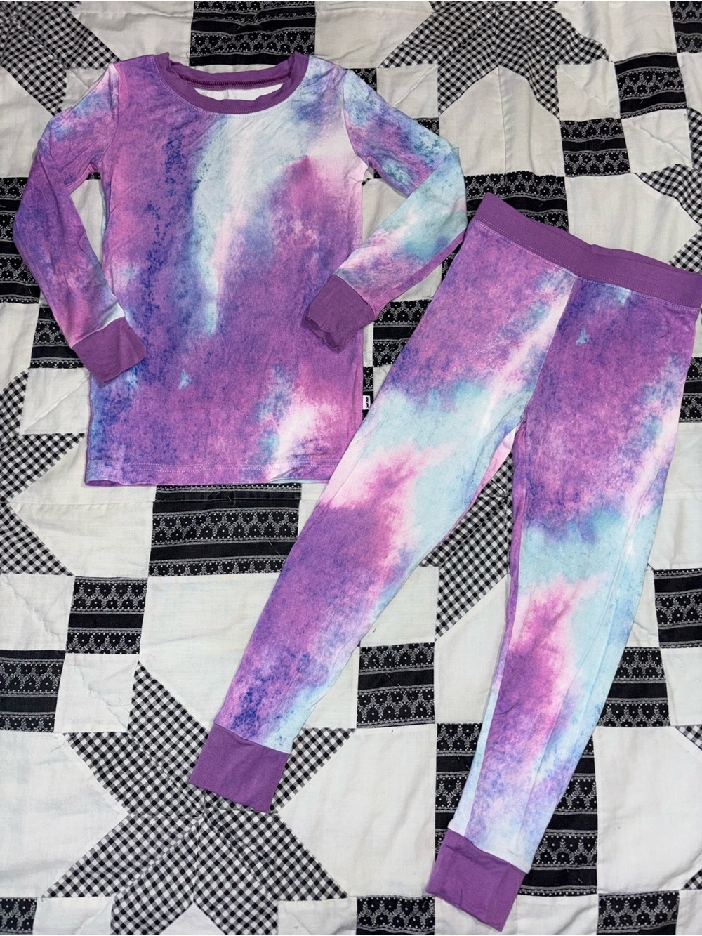 Little Sleepies Purple, Blue & Pink Watercolor Tie-Dye 2 Piece Pajama Set 2T